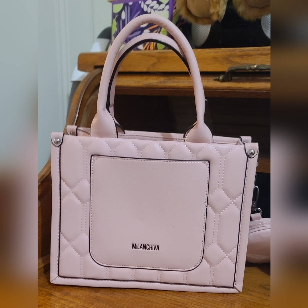 Milanchiva Pink Vegan Leather Quilted Women's Bag